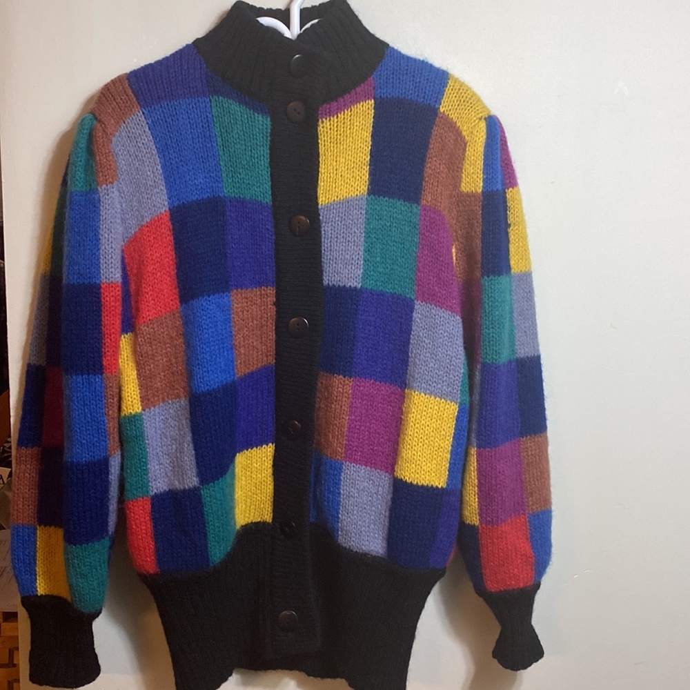 Vintage 80’s Aziza patchwork lined cardigan
